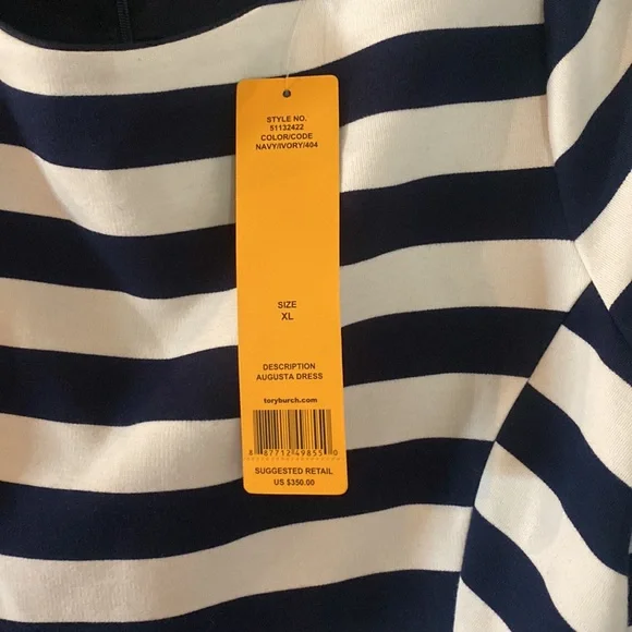 Tory Burch Navy and White Striped Dress - Picture 3 of 4